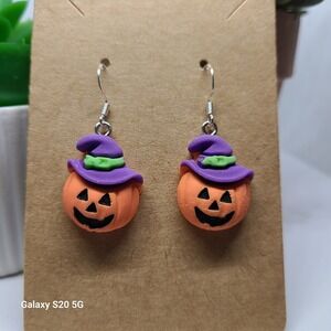 Halloween Earrings Pumpkin Witch Hat Earrings Fall Holiday Earrings NWOT‎